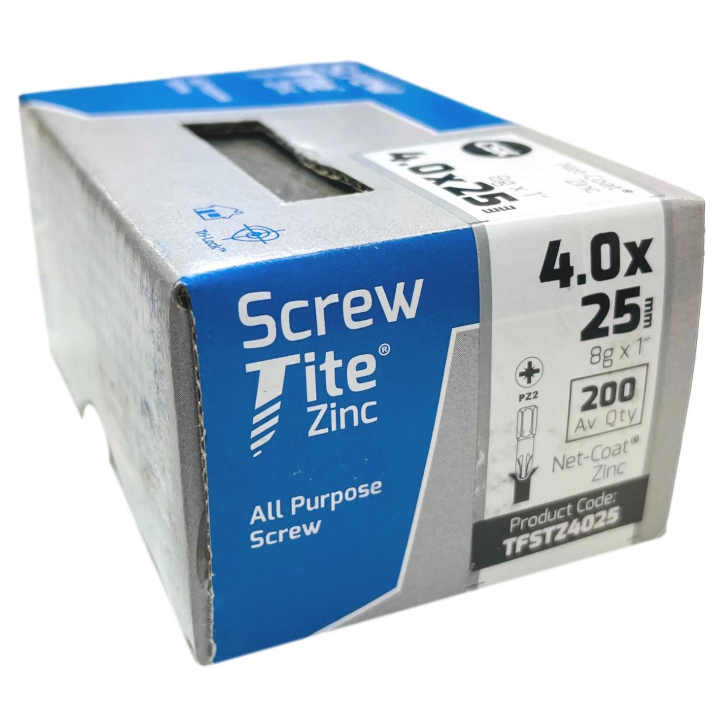 Screw-Tite Pozi Countersunk Zinc Plated Screws 4mm x 25mm 200 Pack