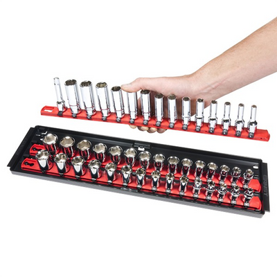 Ernst 8450 3-Rail Socket Boss Storage Organiser Rail® 18" Red