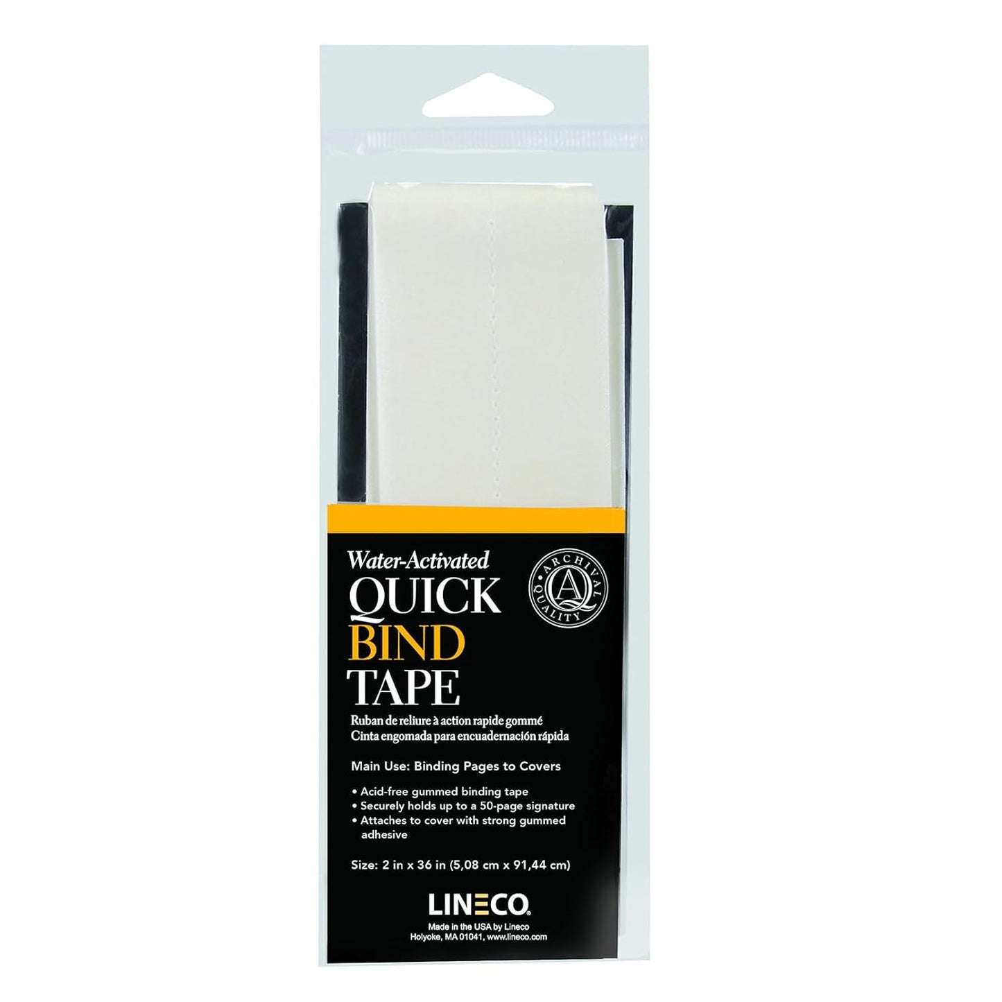 Lineco Quick Bind Book Repair Tape Water-Activated Adhesive 5cm x 91cm White