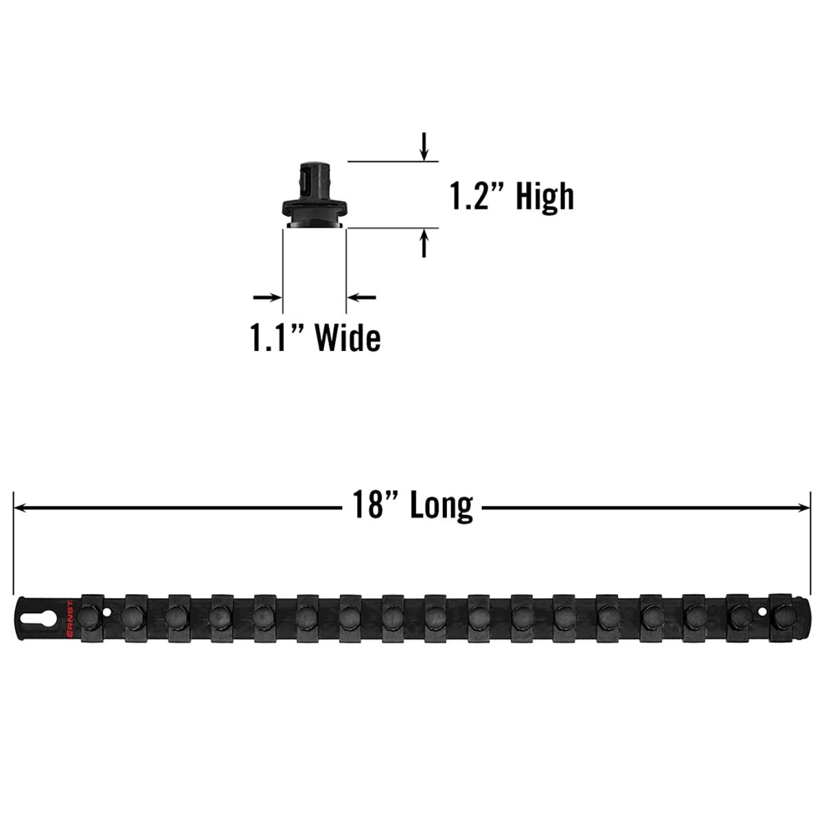 Ernst 8422 18" Socket Organiser with 17 1/2" Twist Lock Clips Black