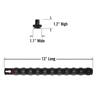 Ernst 8425 13" Socket Organiser with 11 1/2" Twist Lock Clips Black
