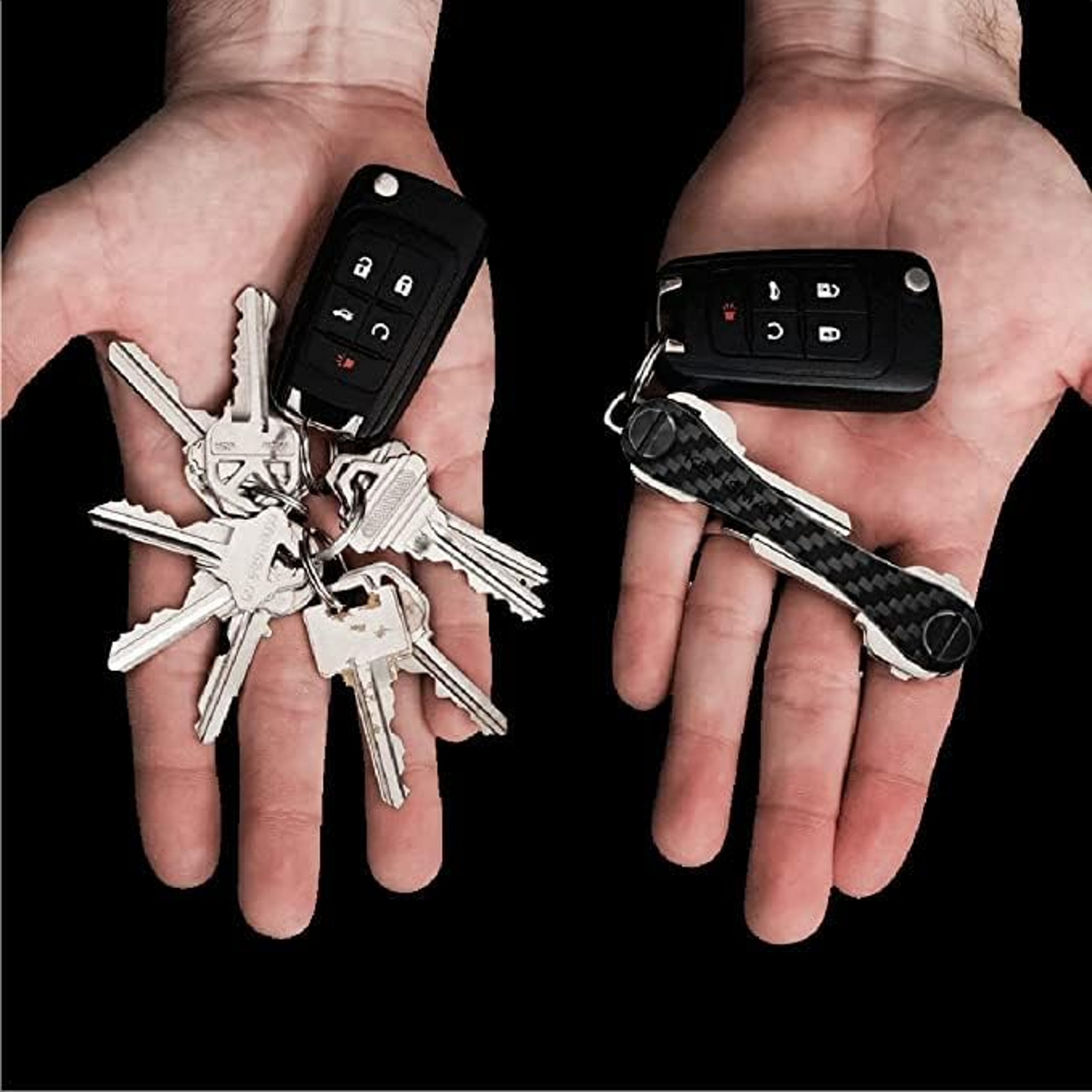KeySmart Original Compact Key Holder Carbon Fiber 3K Weave 