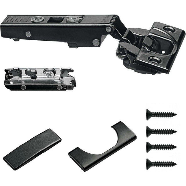 Blum 71B3550 110° Soft Close Overlay Hinge & Mounting Plate & Covers Onyx Black (2 Pack)