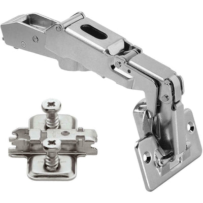 Blum 71T6550 170° Wide Angle Sprung Overlay Hinge & 173L8100 Mounting Plate (2 Pack)