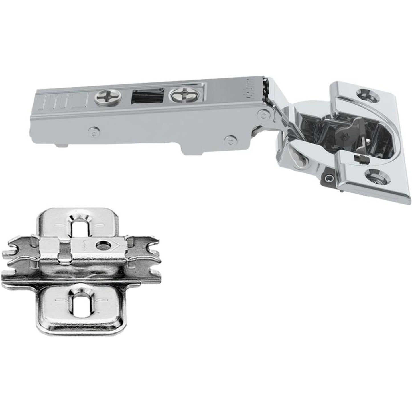 Blum 75B1550 107° Soft Close Overlay Hinge & 173L6100 Mounting Plate (2 Pack)
