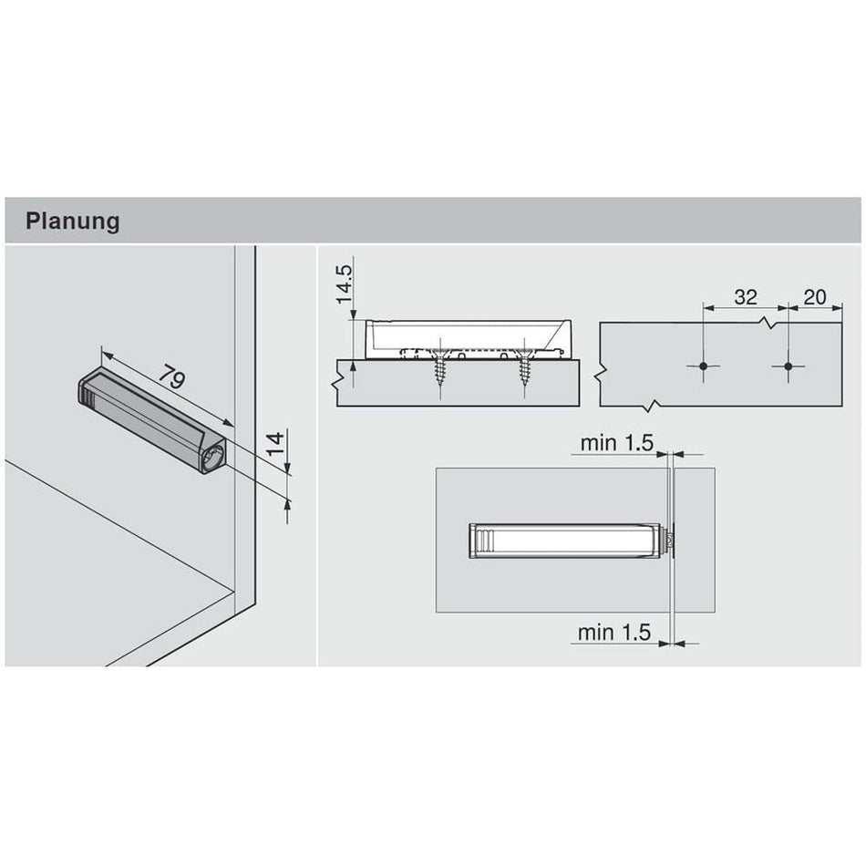 Blum 956A1004 Magnetic Push To Open Tip-On Set & Mounting Plate (Large ...