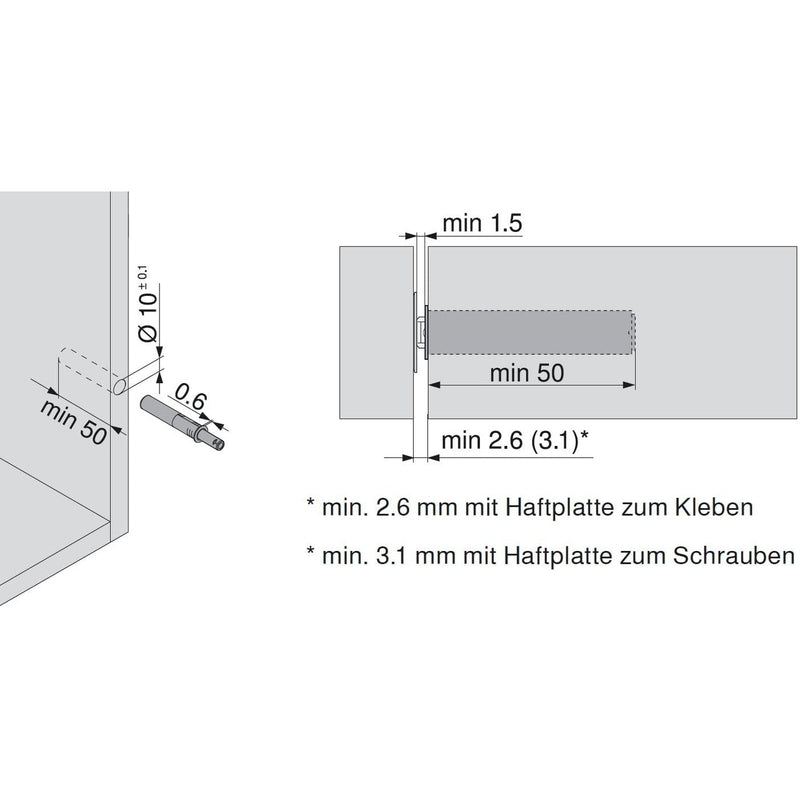 Blum 956.1004 Magnetic Push to Open Tip-On Set (Standard Doors)