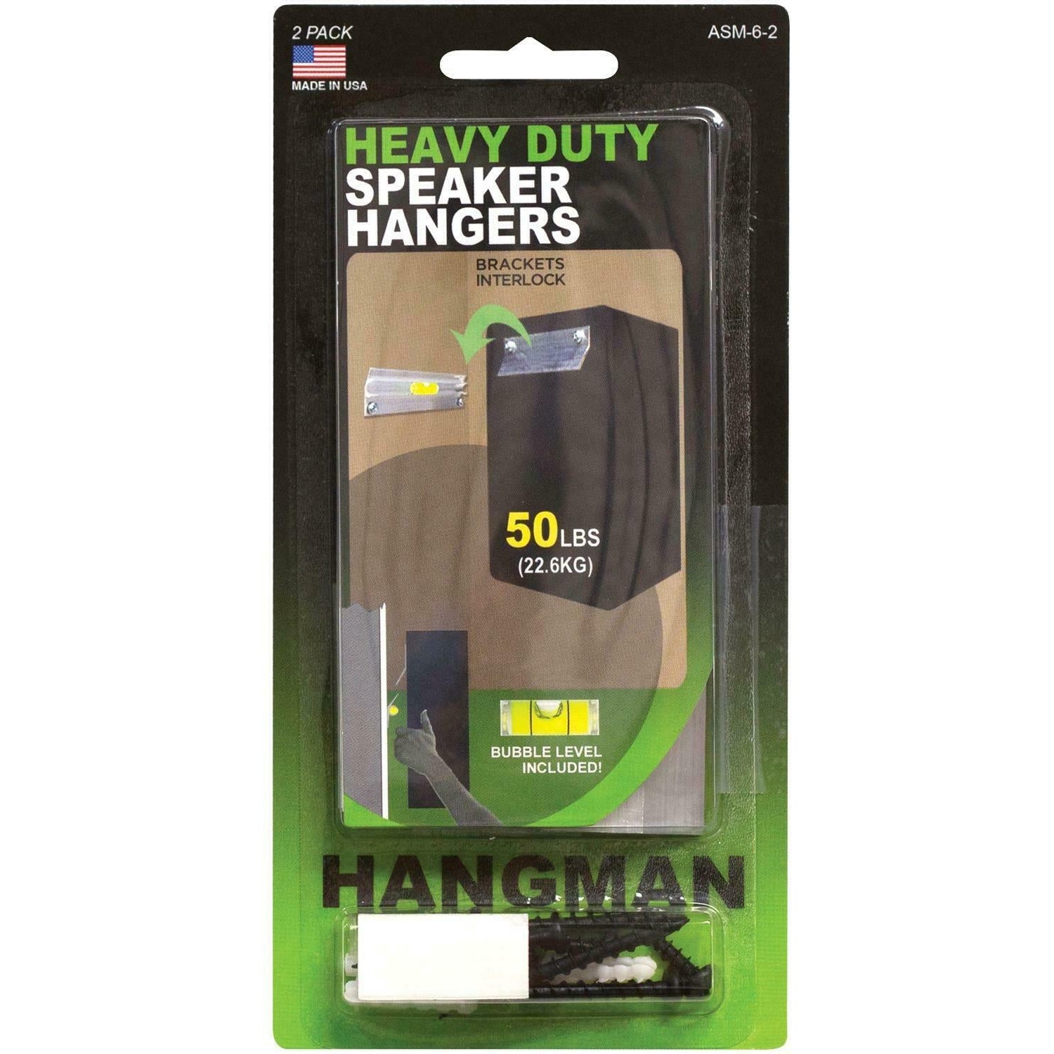 Hangman Heavy Duty Speaker Wall Mount Hanger Kit ASM62 Go Hardware
