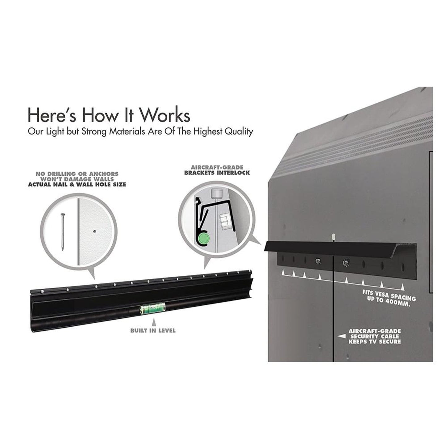 Hangman "No Stud" TV Wall Hanger Bracket 32" To 65"