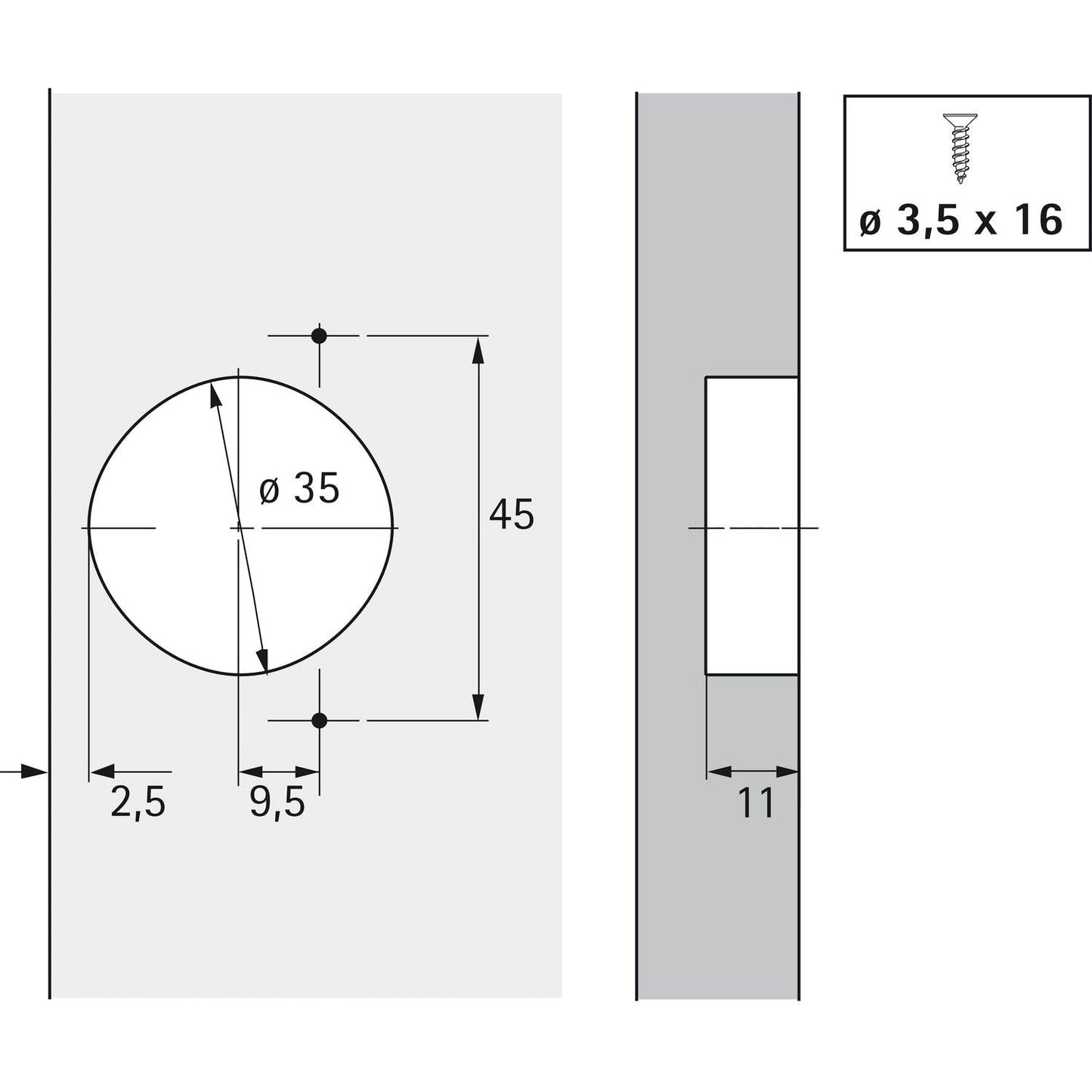 Hettich 9072548 110° Optimat 4 Plus FM Concealed Frame Fix Hinge (Single)