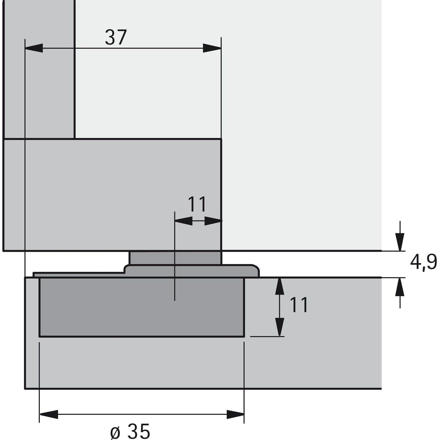 Hettich 9072548 110° Optimat 4 Plus FM Concealed Frame Fix Hinge (Single)