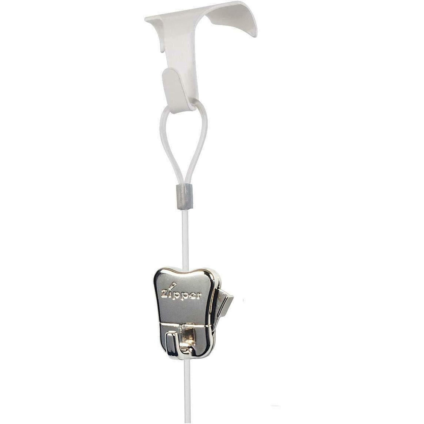STAS Picture Rail Moulding Hook, Zipper & Perlon Cord (White/2 Pack)