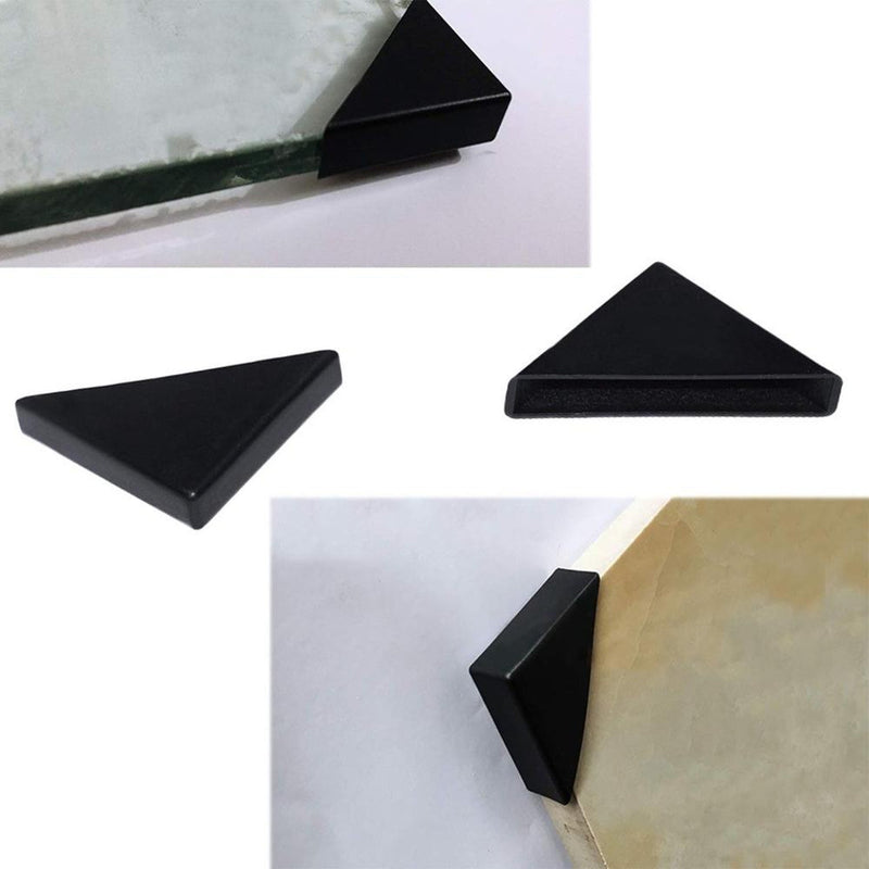 Taskar Black Plastic Glass Corner Protectors 6mm (20 Pack)
