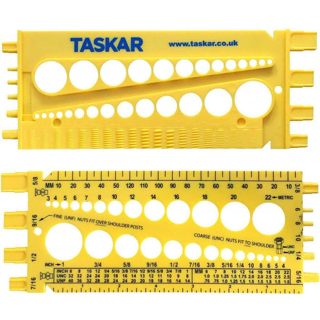 Taskar Nut, Bolt & Screw Measuring Gauge (Imperial & Metric)