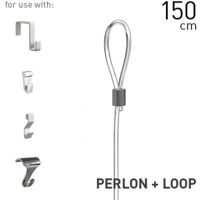 Taskar Perlon Cord & Loop Picture Hanging Gallery Rail 2mm 150cm