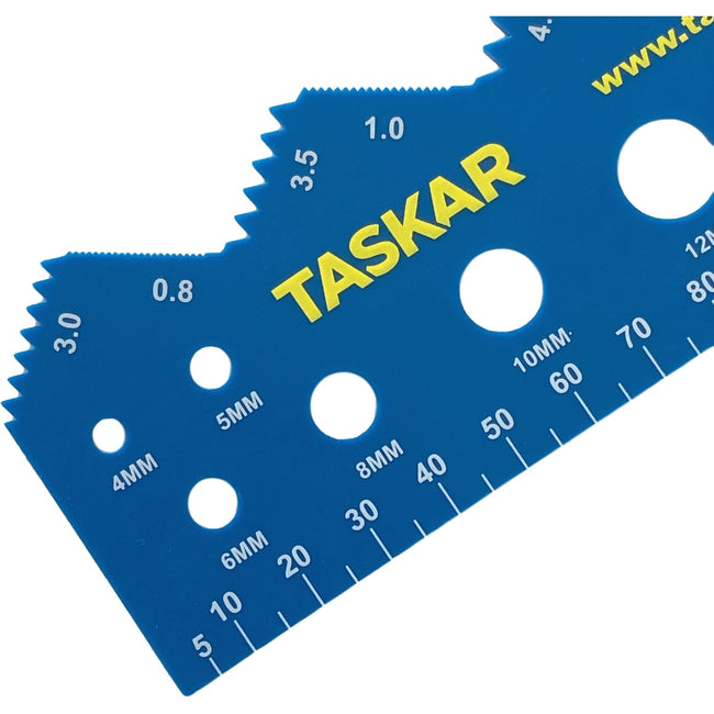 Taskar Screw Diameter & Thread Pitch Gauge Ruler (Metric)