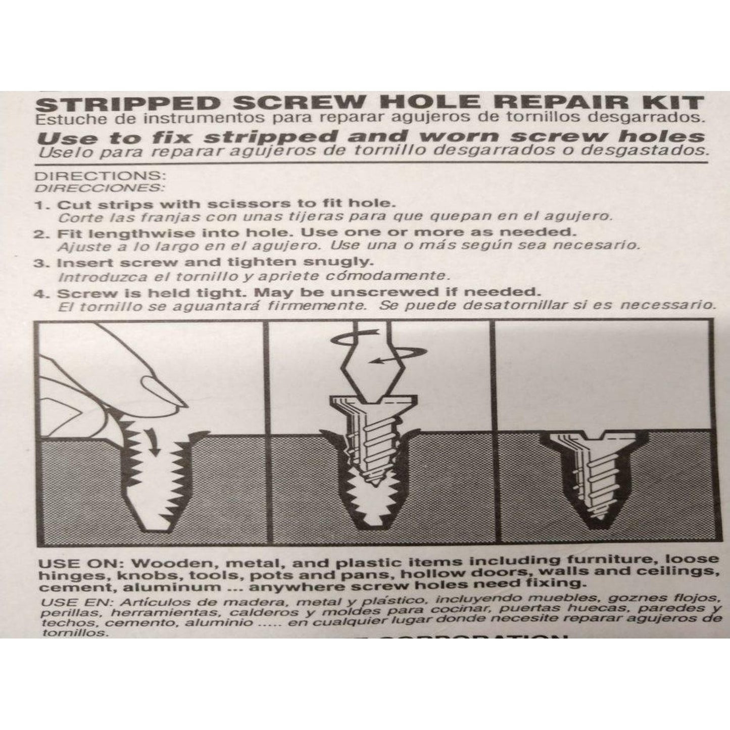 Woodmate's Mr. Grip Stripped Screw Hole Repair Kit
