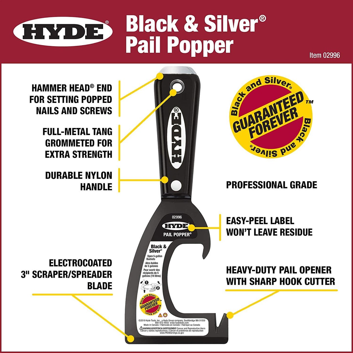 Hyde 76mm (3") Paint Scraper + Plastic Bucket & Tub Opener