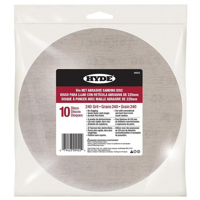 Hyde Net Abrasive Wall Sanding Discs 9" 240 Grit 10 Pack